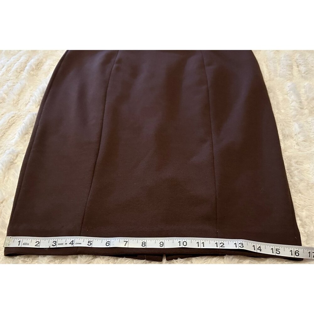 Premise Petite Brand Brown Pencil Skirt Polyester Rayon Blend Women's Size 8P - Picture 6 of 15